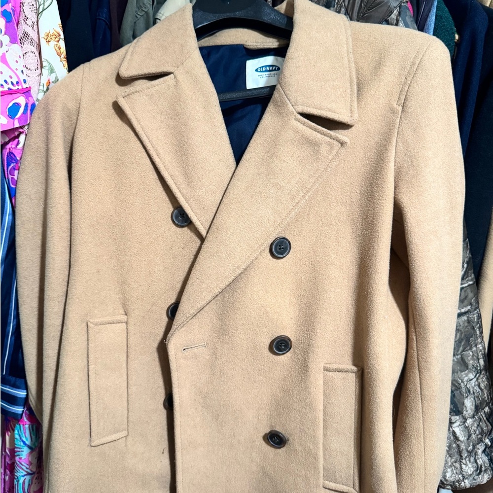 Old Navy Women's Camel Double-Breasted Pea Coat